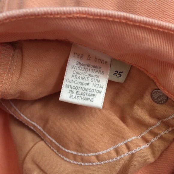 Rag & Bone High Rise Skinny Jeans salmon color - Picture 4 of 8